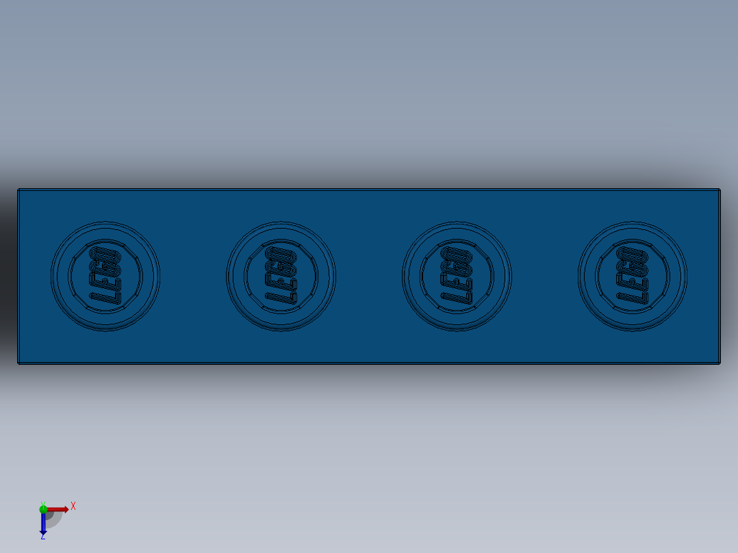 乐高机械组积木（横梁）-370123 Bright Blue Technic Brick 1 x 4 with Holes俯视图