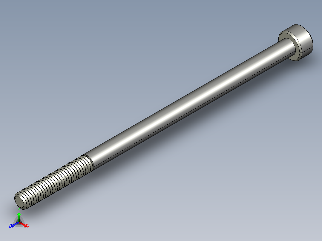 M4 x 0.7mm Thread 80mm LONG SOCKET HEAD CAP SCREW.STEP正等轴测图