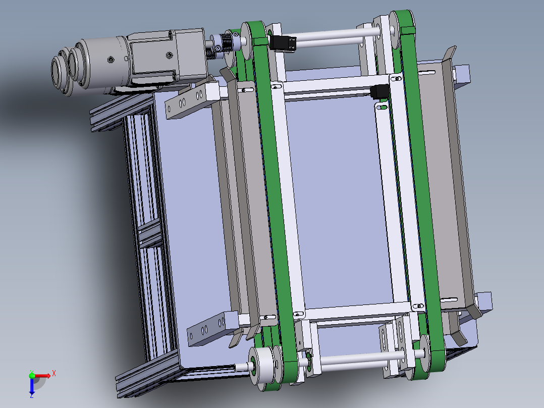 双皮带传输机sw18俯视图
