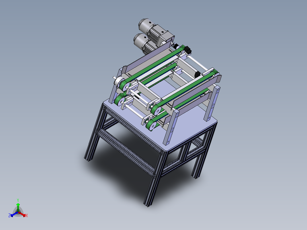 双皮带传输机sw18正等轴测图