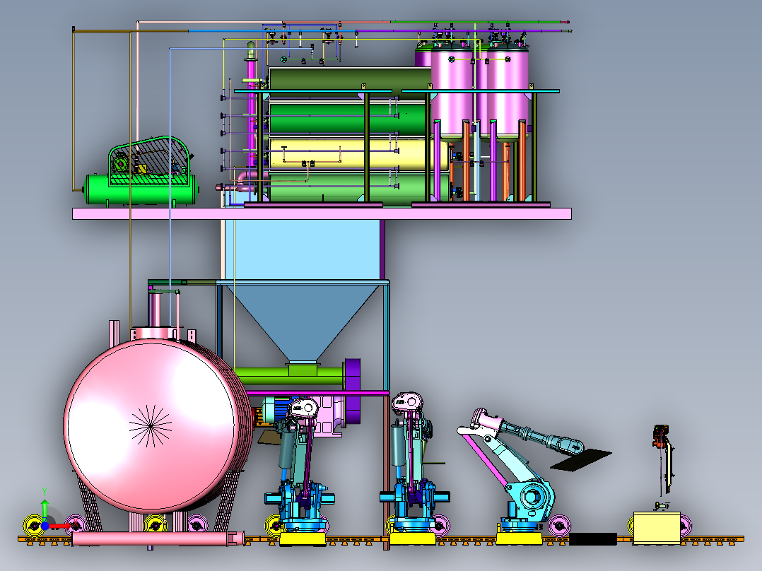 工业多级有害液体介质处理系统前视图