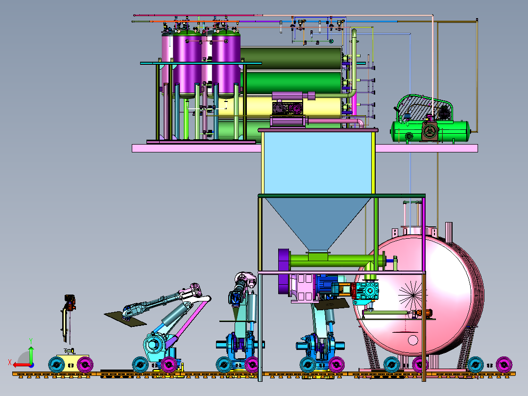 工业多级有害液体介质处理系统后视图