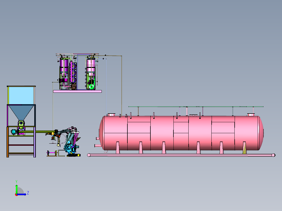 工业多级有害液体介质处理系统左视图