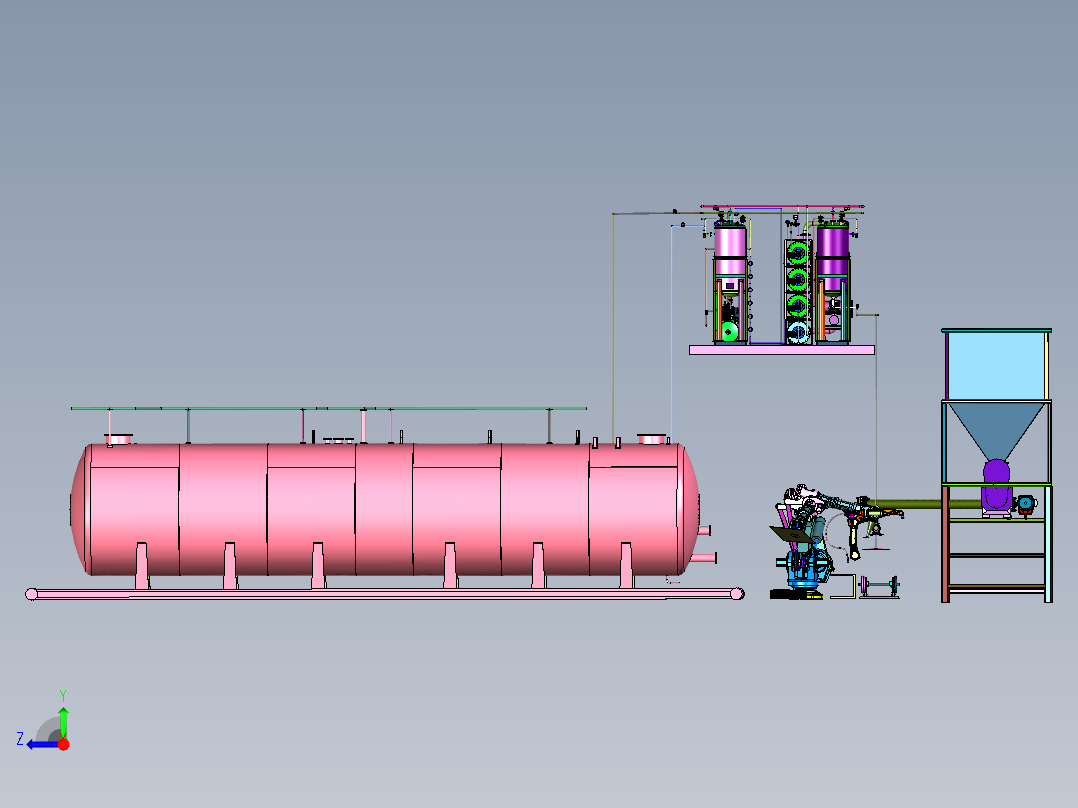 工业多级有害液体介质处理系统右视图