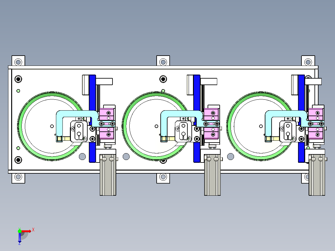 吹气给料机传输销俯视图