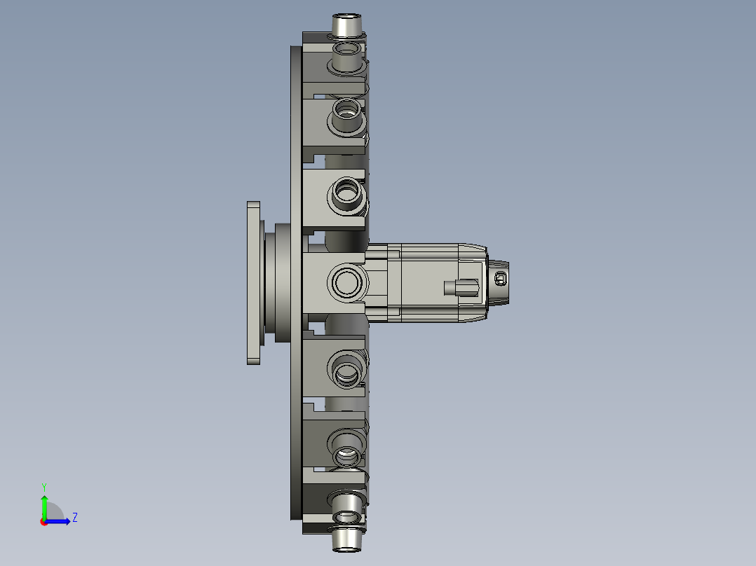 圆盘刀库装配体左视图
