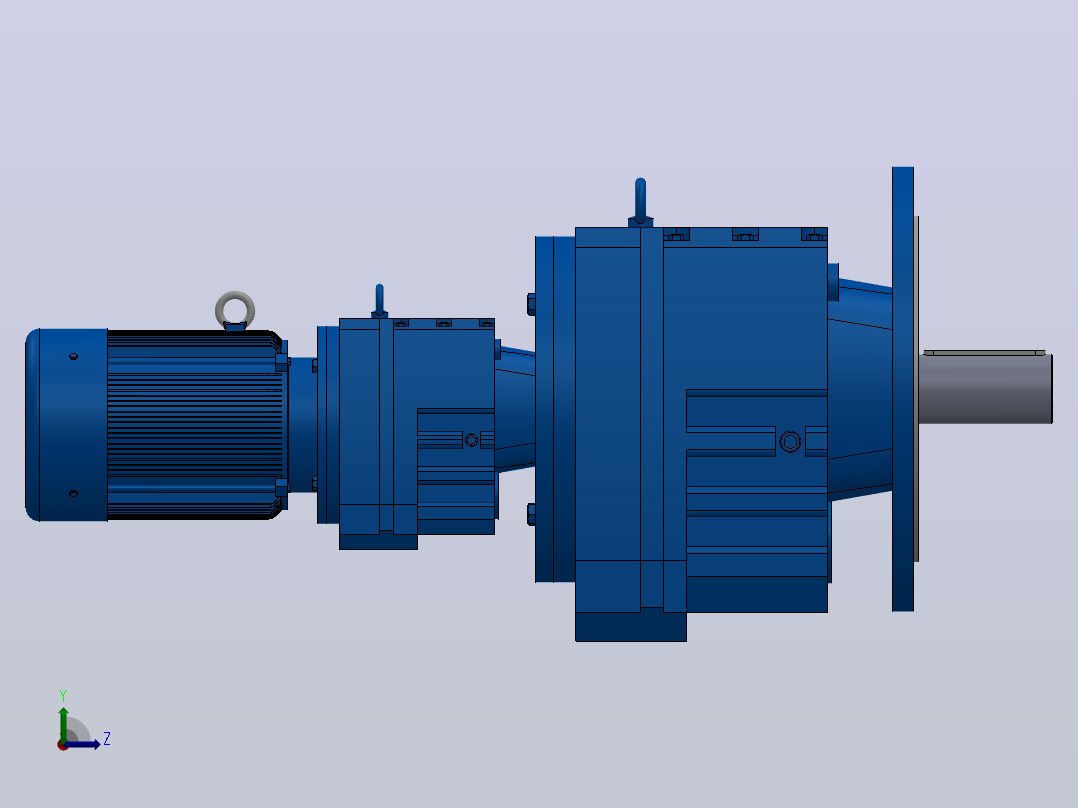 RF107R77法兰轴伸式组合型斜齿轮减速机RF107R77-Y1.1-4P-90S-M1-0°-Φ450左视图