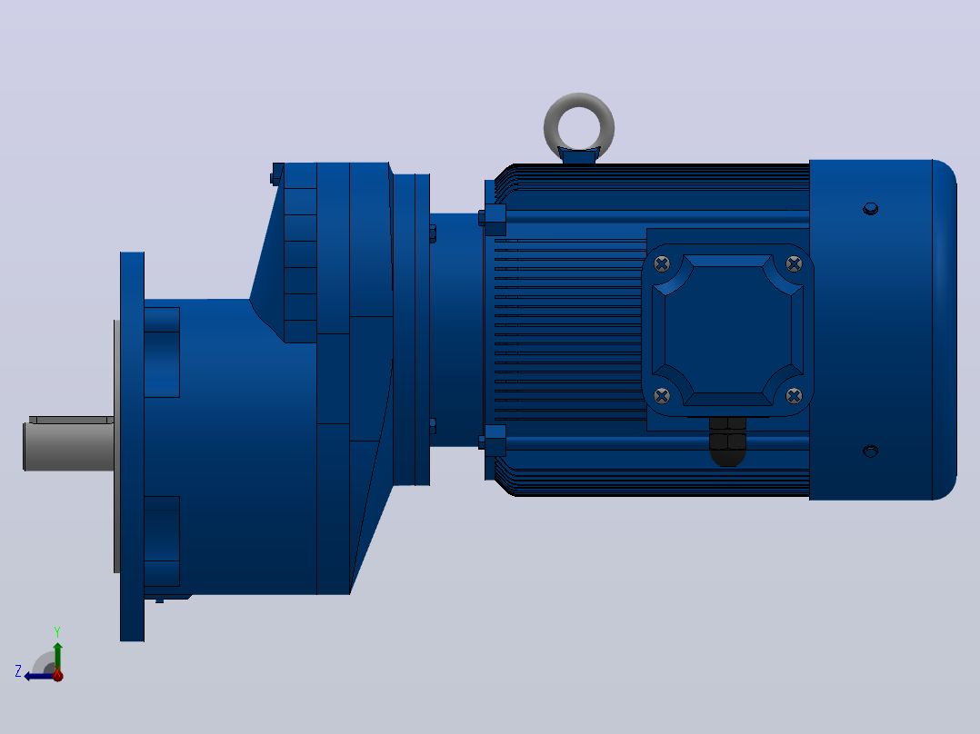 RXF67法兰轴伸式安装斜齿轮减速机RX67-Y0.75-4P-80-M1-0°-Φ200右视图