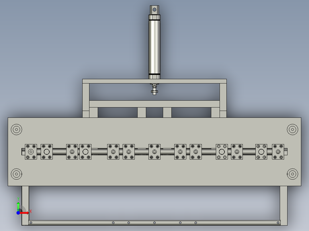 多功能钻孔工序工装设备3D模型前视图