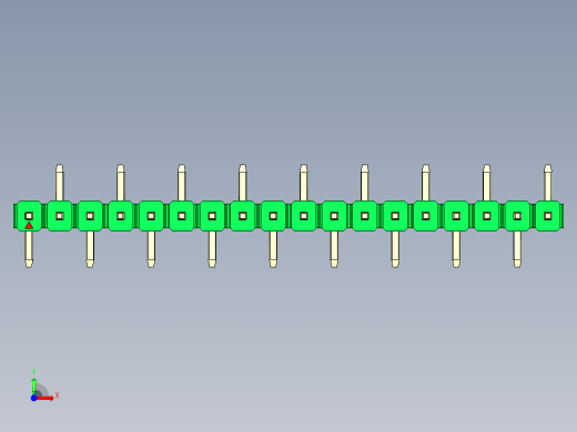 彩色公排针 100mil 2.54mm 系列-DS1022_green_18p_100mil_Type_SMT_R2_rev1.0前视缩略图