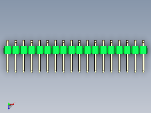 彩色公排针 100mil 2.54mm 系列-DS1022_green_18p_100mil_Type_SMT_R2_rev1.0俯视缩略图