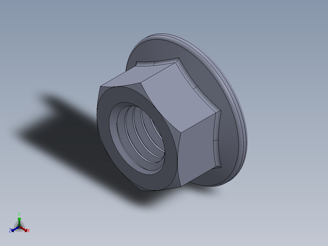 公制法兰螺母-FN M10x1.5.SLDPRT正等轴测图