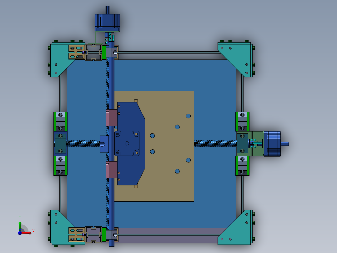 3轴小数控机床结构设计模型前视图
