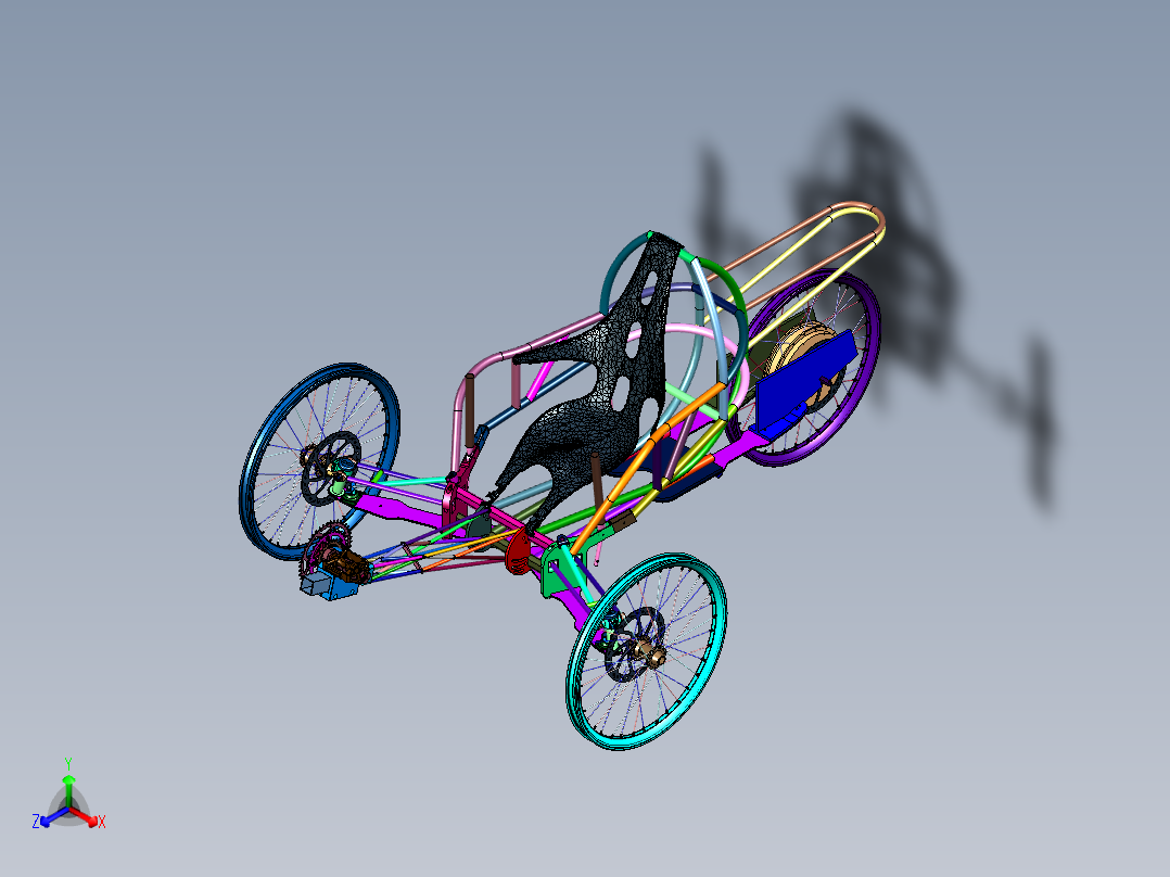 高科技三轮自行车主视图