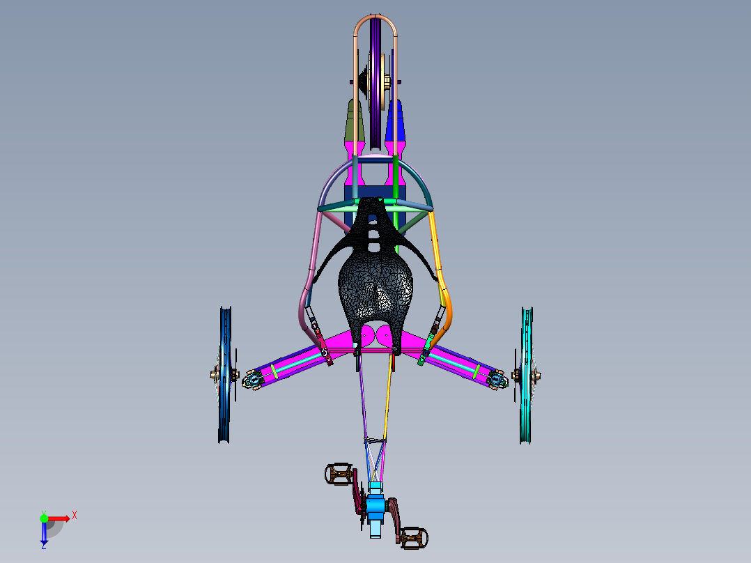 高科技三轮自行车俯视图