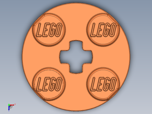 乐高零件 4032 板 2 x 2 圆形-4032 Neon Orange Plate 2 x 2 Round.SLDPRT俯视缩略图