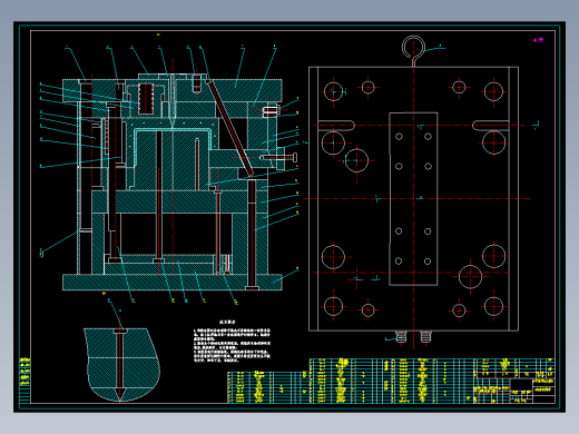 电池盒盖注塑模全套CAD图纸 机械设计CAD图纸DWG图纸2D图纸