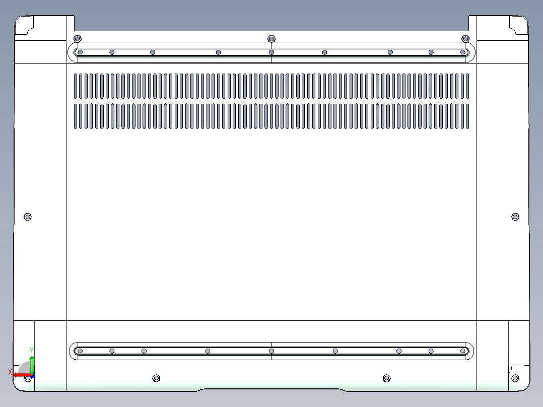 笔记本散热壳铣PL面+侧面编程程序模型后视图