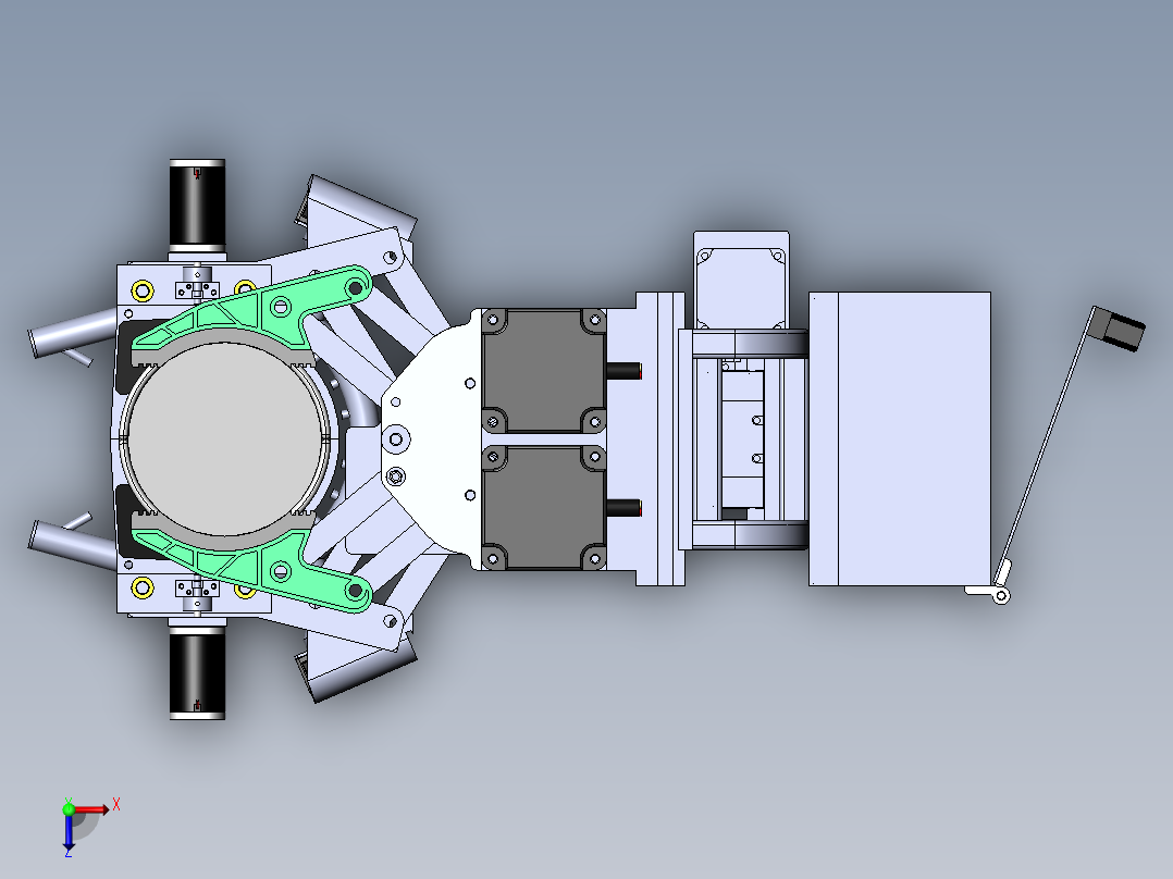 爬杆清洁机器人设计【含三维SW模型+CAD图纸+说明书】俯视图