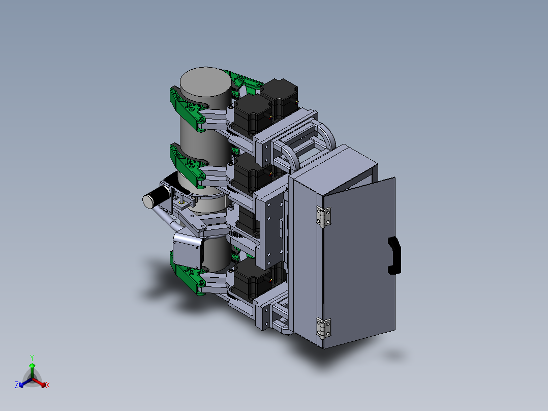 爬杆清洁机器人设计【含三维SW模型+CAD图纸+说明书】正等轴测图
