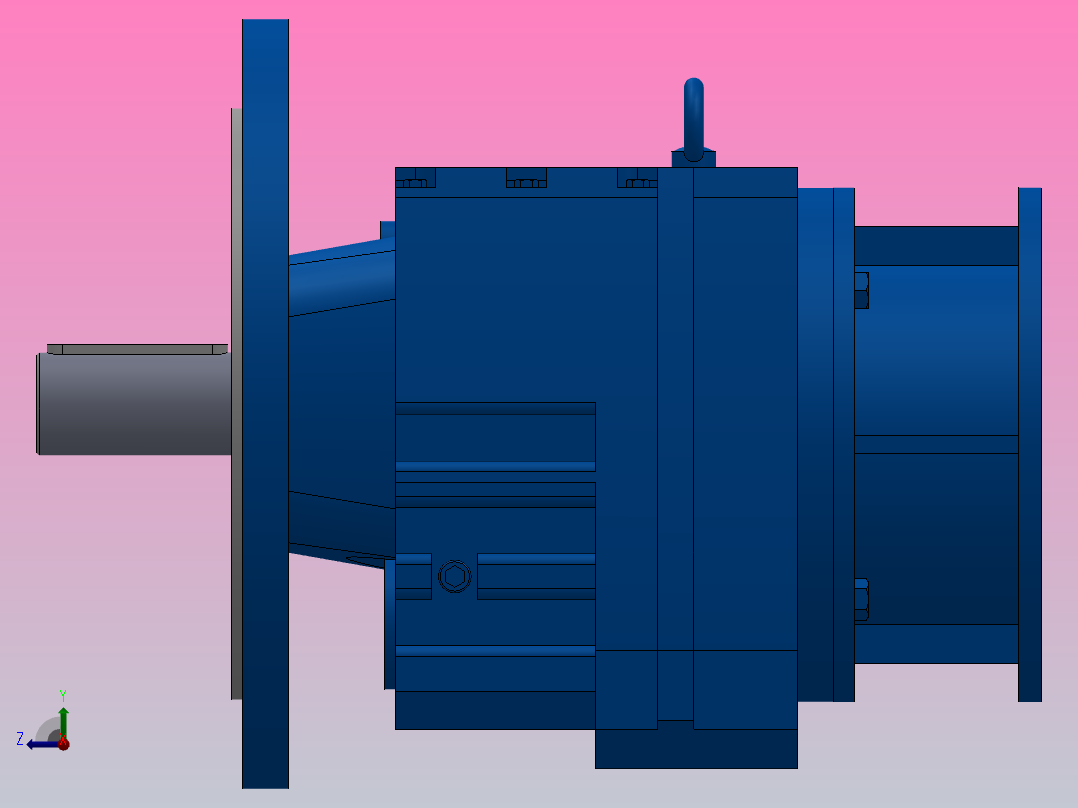 RF77ZP斜齿轮减速机RF77-10.88-M1-P90-Φ300右视图