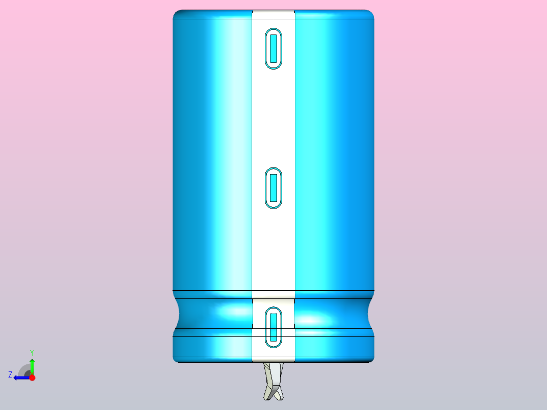 20x35蓝白底片电解电容器右视图