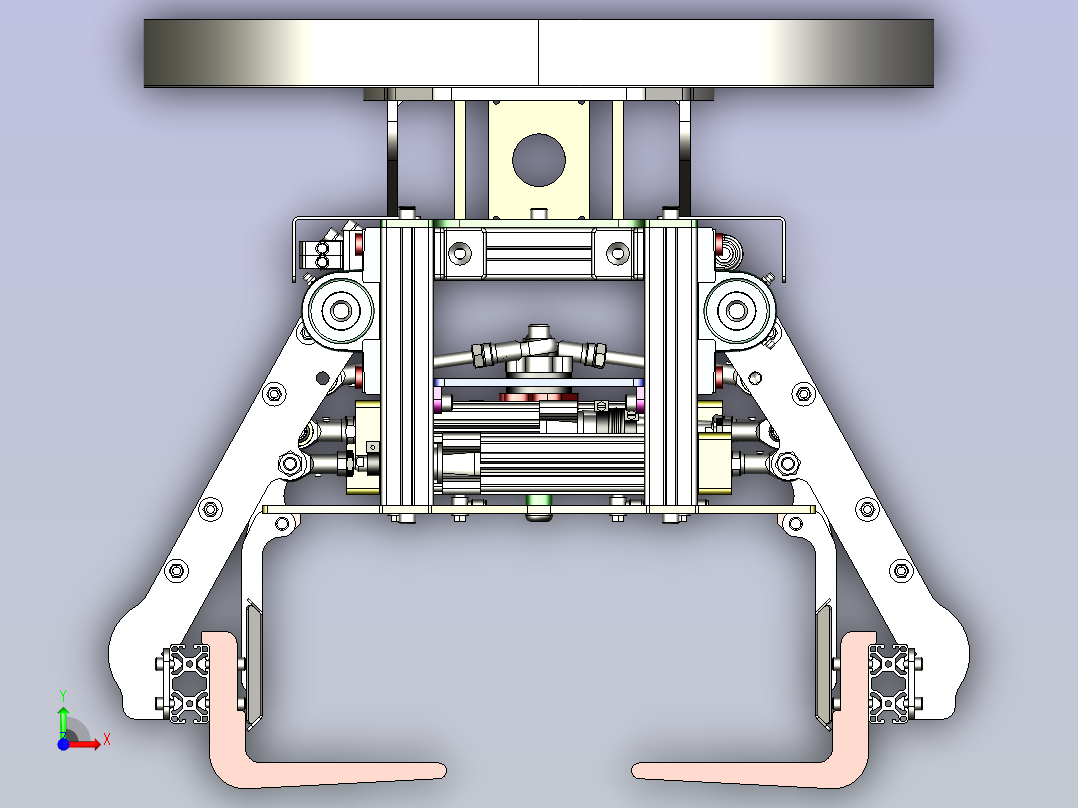 一款煤袋的双抓手设计前视图