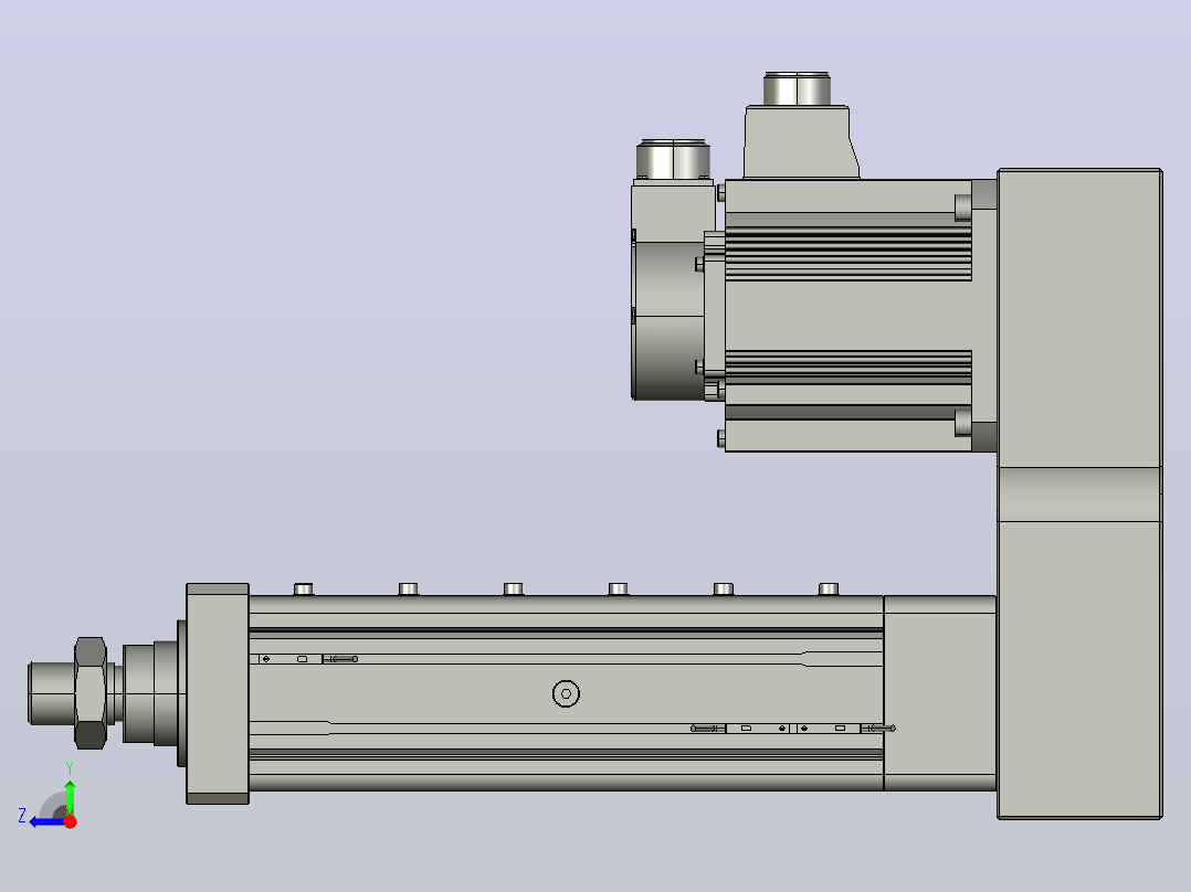 MTA80-150-P05-FF-P-P1500(2000)W-S3 MTA80电动缸 最大负载20KN 额定出力10KN 1500(2000)W电机间接安装右视图