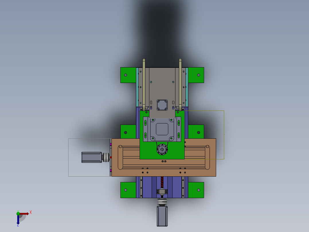 立式三轴激光雕刻机3d图纸+2d总装配图 数控三轴联动雕铣机3d模型俯视图