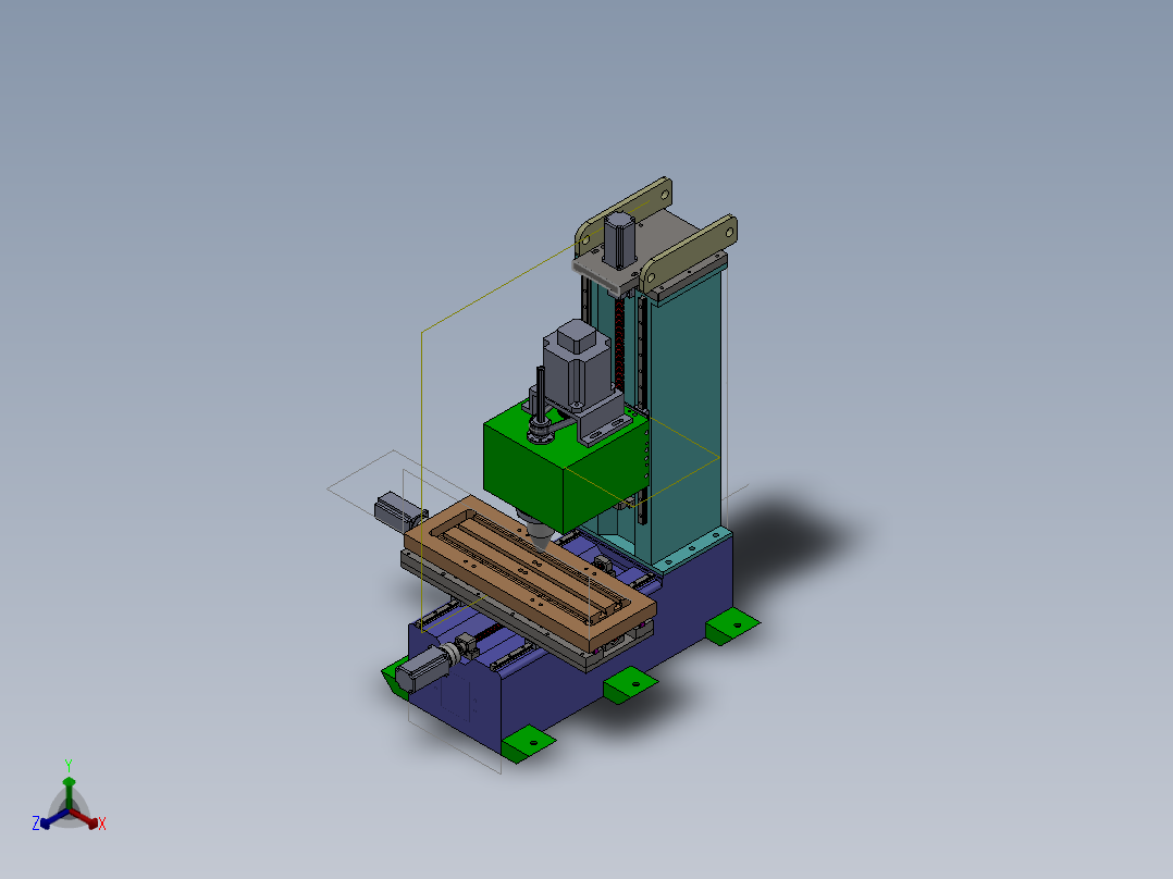 立式三轴激光雕刻机3d图纸+2d总装配图 数控三轴联动雕铣机3d模型正等轴测图