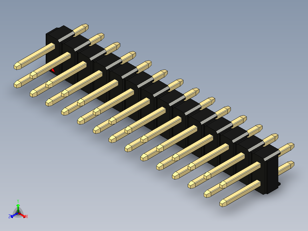 彩色公头100mil（2.54mm）系列-DS1021_black_2x14p_100mil_Type1_rev1.0主视图