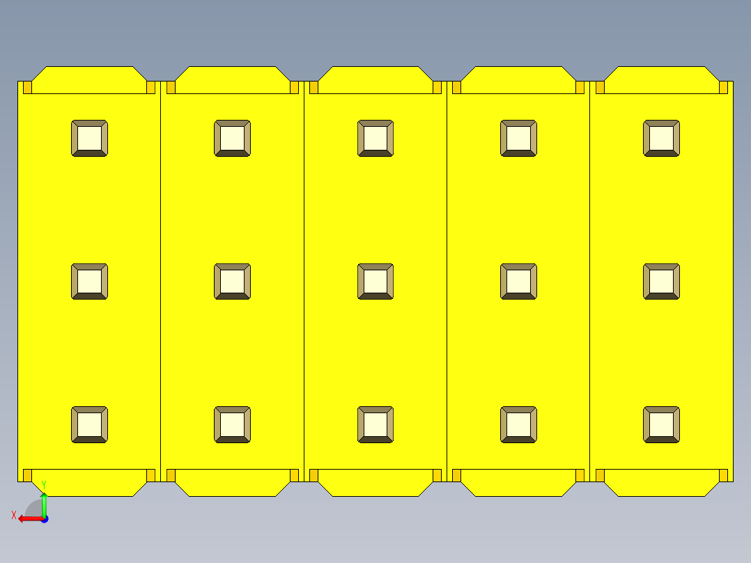 彩色公头100mil（2.54mm）系列-DS1021_yellow_3x05p_100mil_Type19_rev1.0后视图