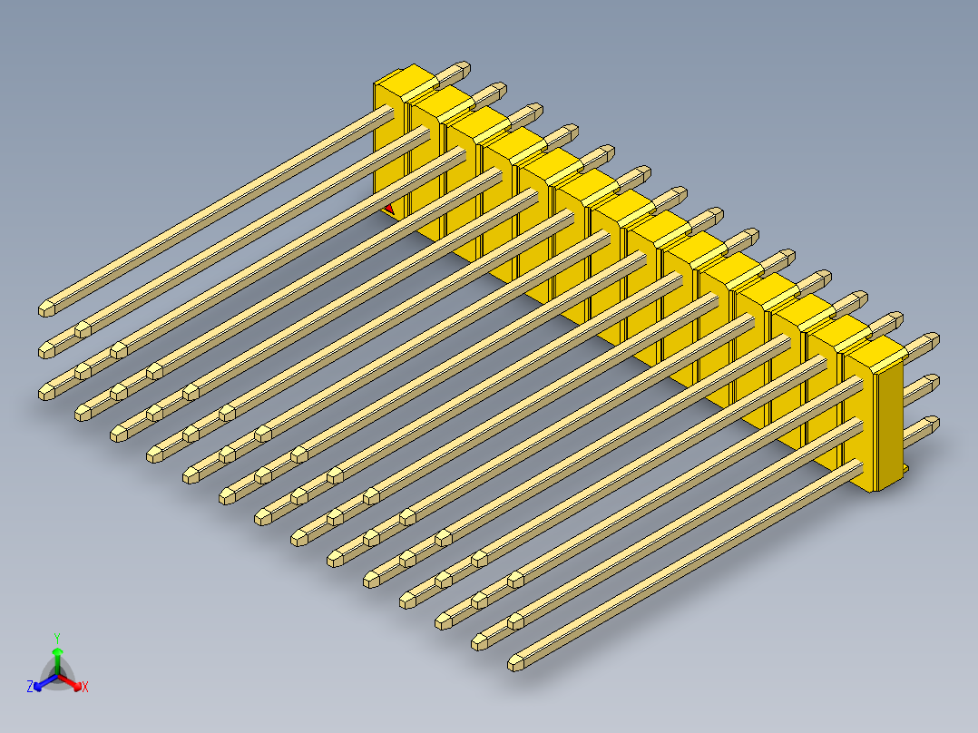 彩色公头100mil（2.54mm）系列-DS1021_yellow_3x14p_100mil_Type43_rev1.0主视图