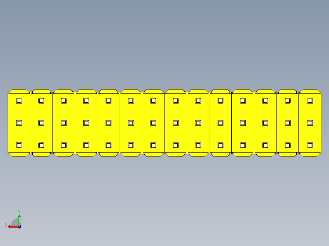 彩色公头100mil（2.54mm）系列-DS1021_yellow_3x14p_100mil_Type43_rev1.0后视图