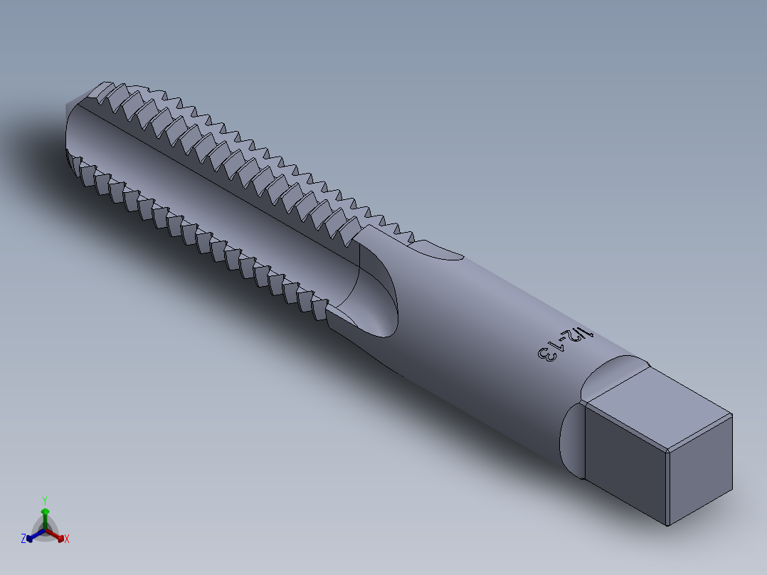 标准英制丝锥-Hand Taps W Equations正等轴测图