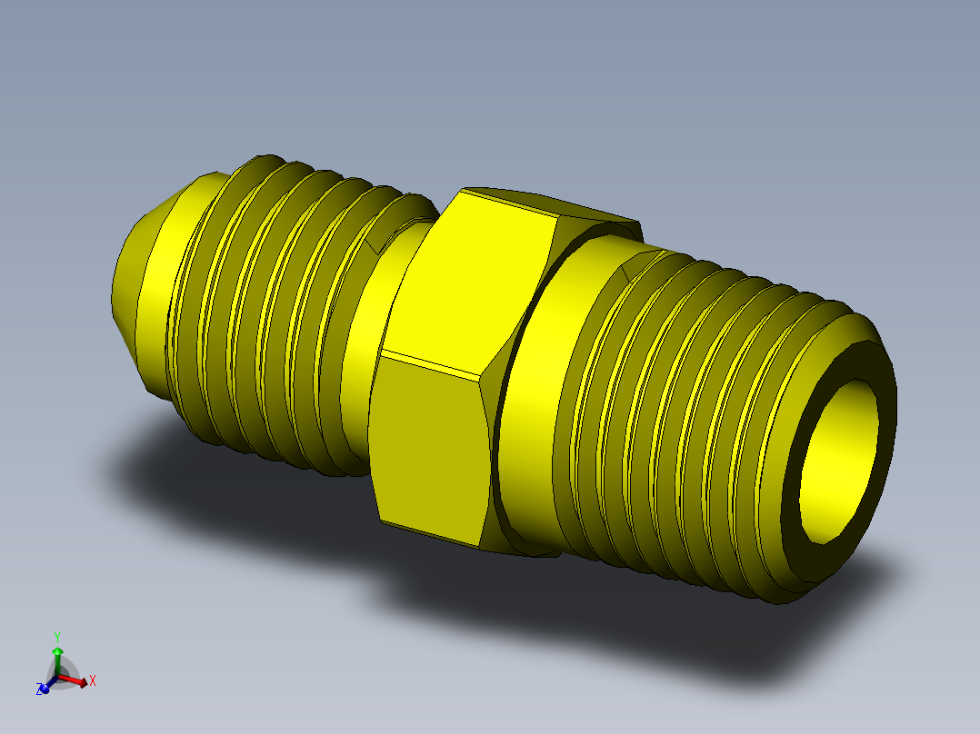 喇叭形 45D 半接头连接器-FLARE 45D 3-16 Tube OD-3-8-24 x 1-8 NPT.SLDPRT主视图