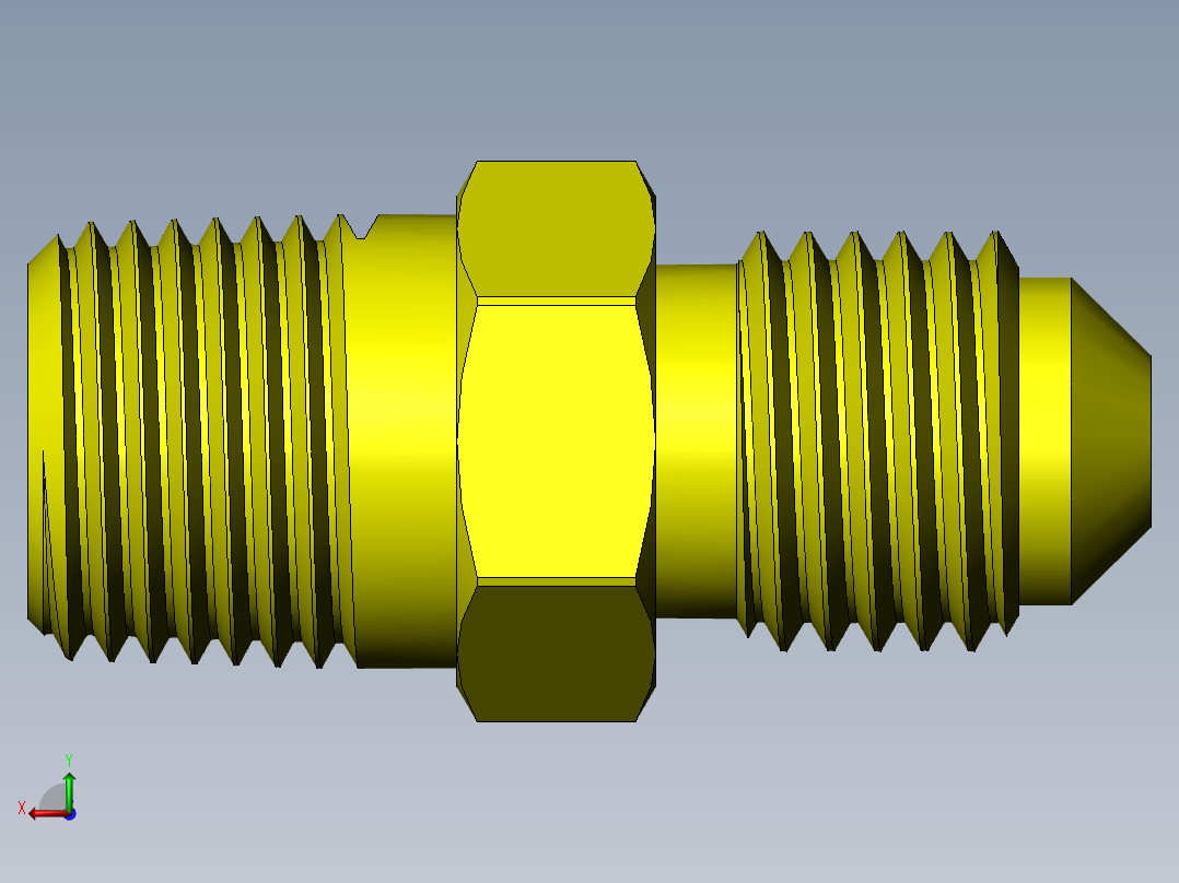 喇叭形 45D 半接头连接器-FLARE 45D 3-16 Tube OD-3-8-24 x 1-8 NPT.SLDPRT后视图
