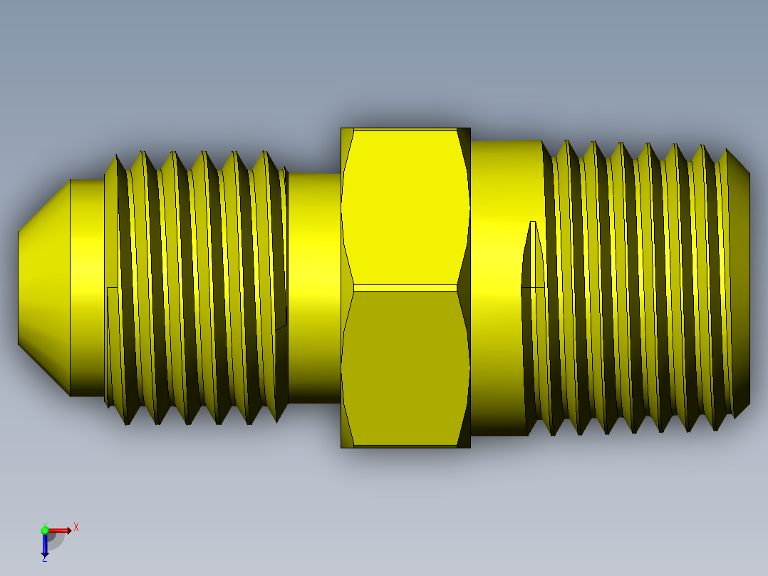 喇叭形 45D 半接头连接器-FLARE 45D 3-16 Tube OD-3-8-24 x 1-8 NPT.SLDPRT俯视图