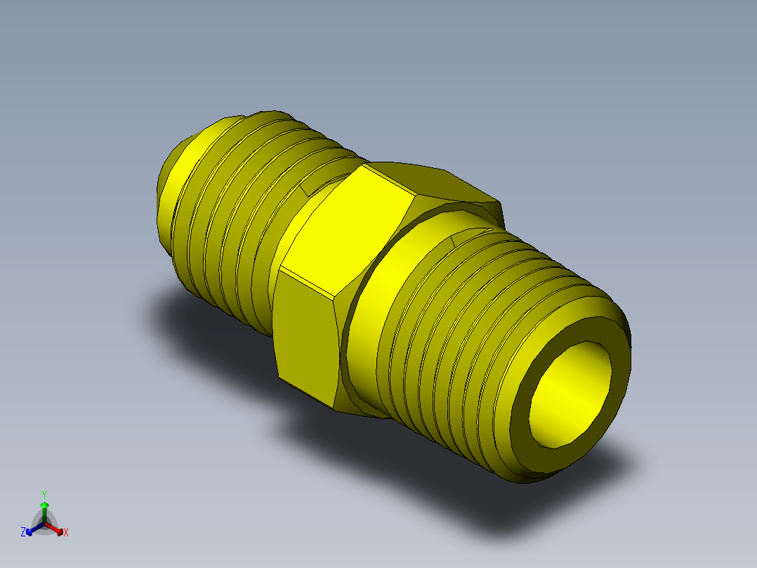 喇叭形 45D 半接头连接器-FLARE 45D 3-16 Tube OD-3-8-24 x 1-8 NPT.SLDPRT正等轴测图