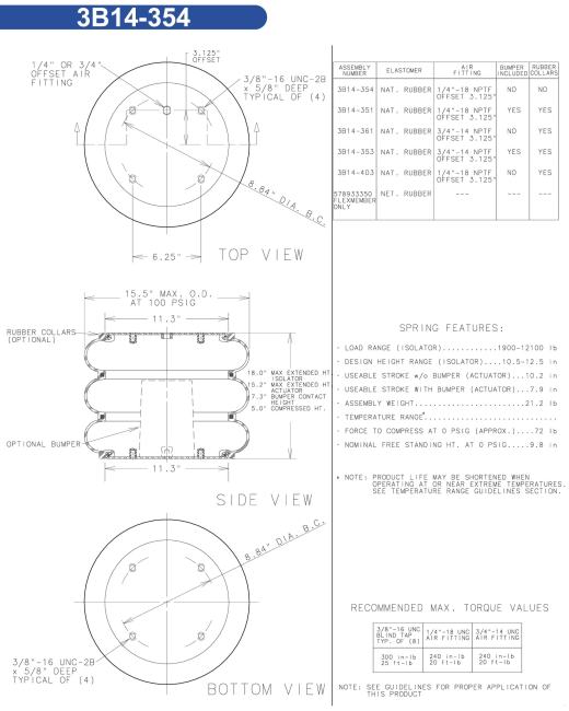 空气弹簧固特异3B14-354。空气弹簧，机器、汽车和公共汽车上使用的空气悬架系统的承载部件缩略图