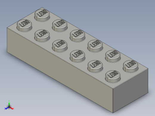 乐高套装 4421基本积木-4211795 - 2456 - 44237 Medium Stone Grey Brick 2 x 6.STEP正等轴测缩略图