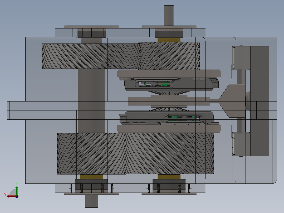 悬停式双膜片弹簧变速机构设计后视图