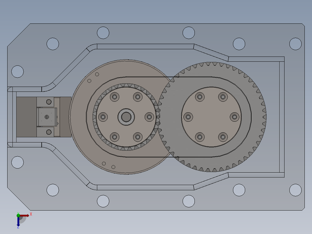 悬停式双膜片弹簧变速机构设计俯视图