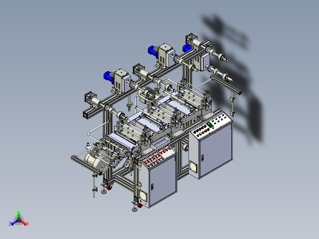 三座模切贴合机正等轴测图