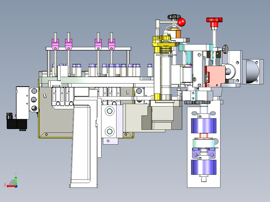 小型料带多通道输送三维设计后视图