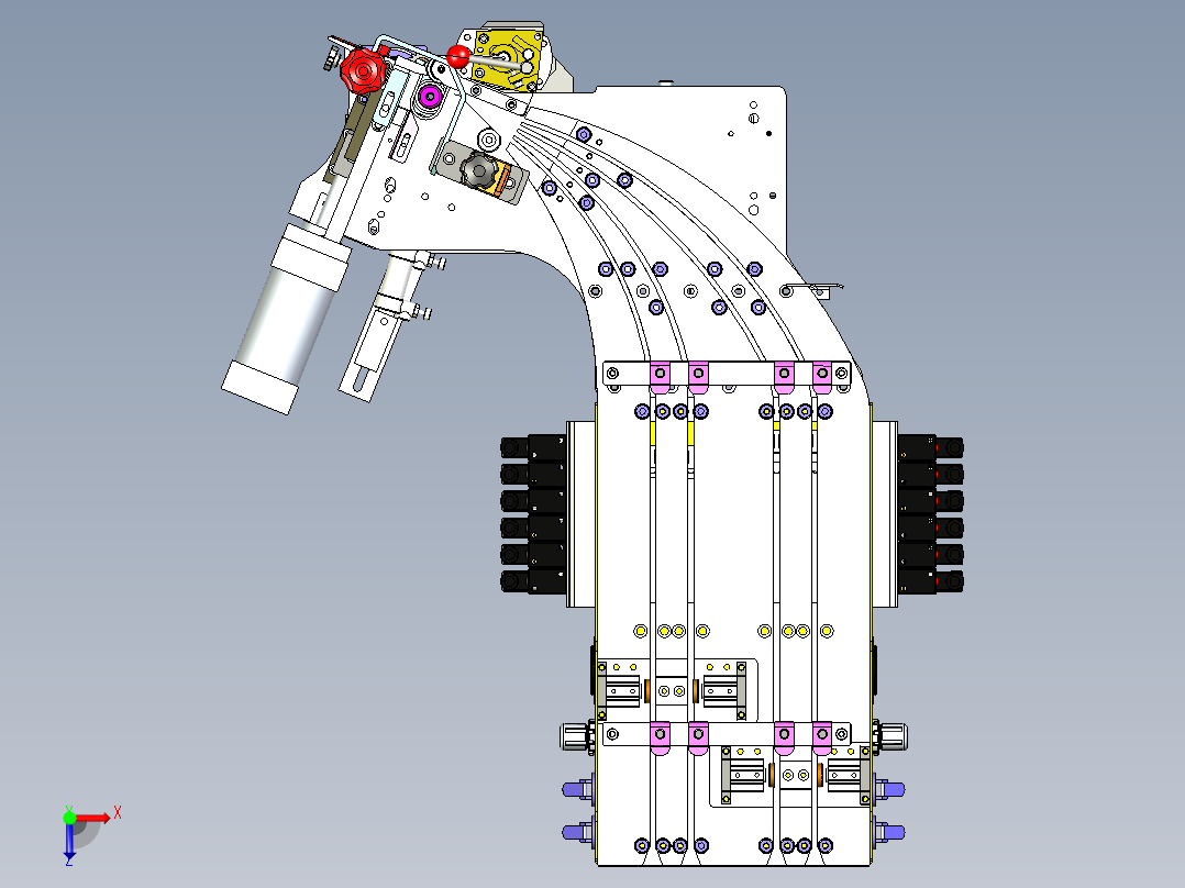 小型料带多通道输送三维设计俯视图