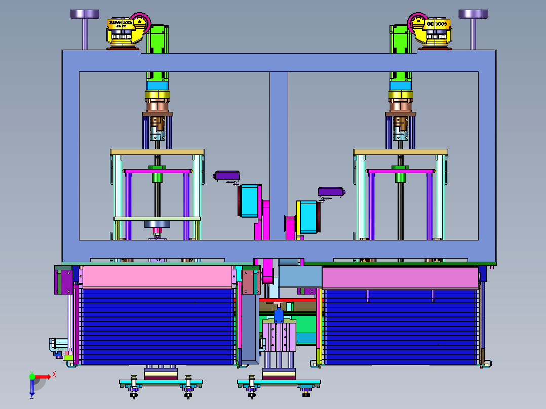 电子元器件料盘收堆装置俯视图