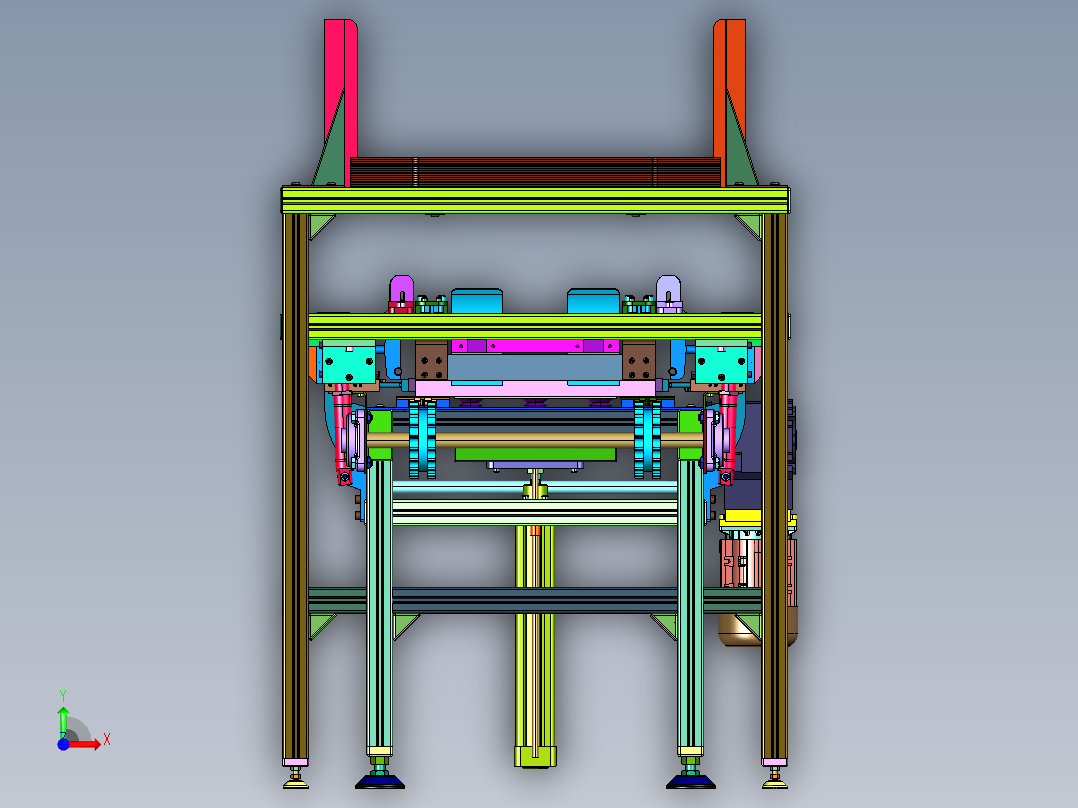 纸箱快速打开成型机构前视图