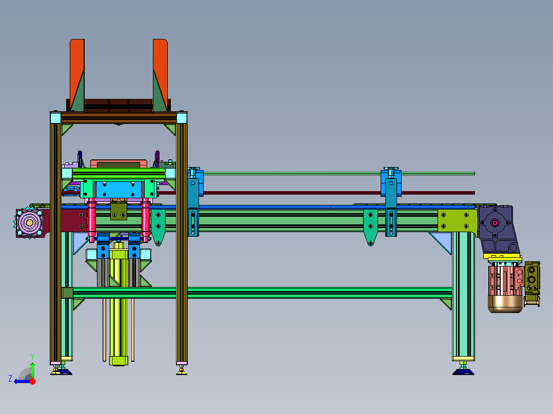 纸箱快速打开成型机构右视图