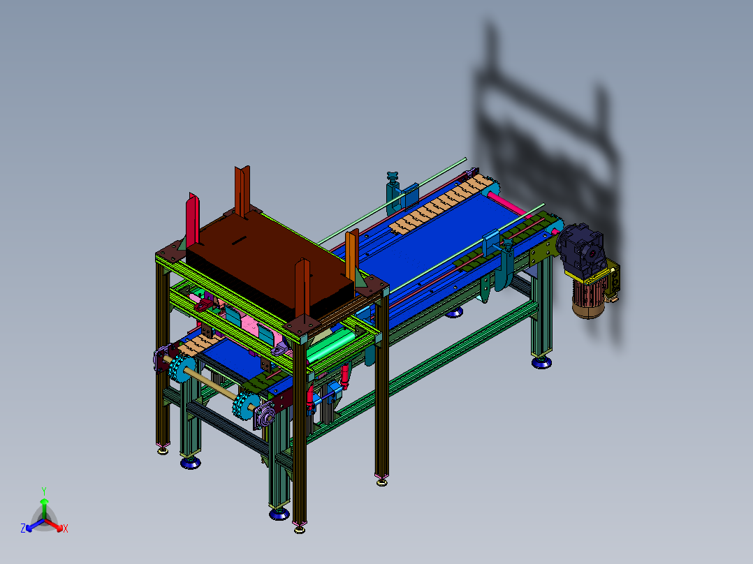 纸箱快速打开成型机构正等轴测图